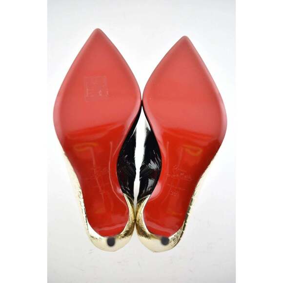 Christian Louboutin Bibooty 100 Black Platine Gold Patent Ankle Heel Boot 38 - Picture 12 of 12